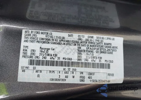 2013 Ford Focus Se from USA, damaged, VIN 1FADP3F27DL267203